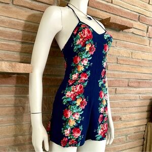 Rush Spaghetti Strap Floral Romper Small